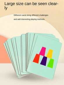 (Random Color) 50 Cards 12 Cups 1 Bell/50 Cards 6 Cups Game Set Educational Competition Stacking Cups, Desktop Game Stacking Tower Game Christmas Gift Interactive Toy - Multicolor - View 2