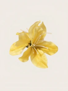 1pc Sweet Yellow Artificial Lily Flower Hair Clip, Girly Style Side Hair Clip, Super Ethereal Women's Hair Accessory, Suitable For Photo Shooting - Yellow - View 8