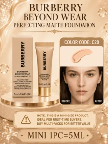 Burberry Bobbery Foundation C20 (Ukuran Penuh 30ml, Sampel 5ml), Pengontrol Minyak Tahan Lama 24 Jam, Perlindungan Matahari, Penutup Noda, Hasil Akhir Matte Alami, Pengontrol Minyak, Cocok untuk Kulit Berminyak dan Kombinasi - Abad ke-20 - View 13
