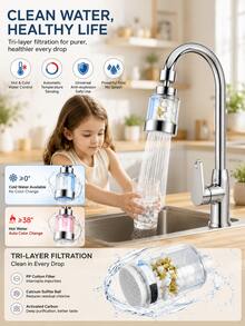 360° Rotating Faucet Filter Adapter, Transparent 3-Layer Kitchen Sink Water Filter Aerator With Fine Mist Nozzle, Easy Install Swivel Faucet Extender, Suitable For Kitchen Sink And Bathroom Basin, Ideal For Renters And Homeowners, Christmas And New Year Gift - Filtered Transparent Splash-proof Faucet Extender - View 2