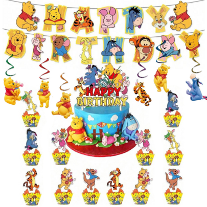 Hasbro Birthday Party Decor Kit, Character Happy Birthday Banner, Hanging Swirl Streamers, Cake Topper & Cupcake Picks, Full Set Wall & Dessert Table Decor Supplies