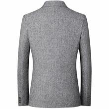 Blazer Kasual Pria, Kancing Tunggal 2 Kancing, Jaket Jas Bisnis, Pakaian Luar Kasual untuk Perjalanan Sehari-hari, Pernikahan - Grey - View 5