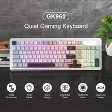 98% MageGee GK960 Wired Membrane Keyboard, 99 Keys, Full RGB Backlit, Mechanical Feel Quiet Typing, With Volume Knob, Ergonomic Design, Suitable For Office And Gaming/PC/Laptop/Win/MacOS, Birthday Gift [Front Print/Side Print] - View 8