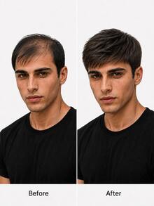6 Inch Men's Hair Patch, 5x7 Mesh PU Wig Piece, Invisible Edge, Breathable Base, Durable And Secure Fixation, Soft And Easy To Style, Suitable For Hair Loss, Lightweight And Natural, Applicable For Casual, Formal And Outdoor Occasions - S4 - View 3