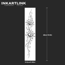 INKARTLINK 1入雙蓮花脊椎紋身背部裝飾貼紙，臨時防水身體藝術紋身貼，可維持1-2週，植物紋身果汁紋身，適合送給女孩的禮物，人們必備，派對必備裝飾 - 黑色 - 查看 4