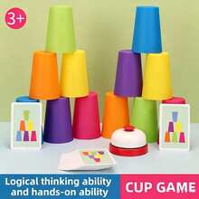 12pcs Stacking Cups Game Set, 2-Player Interactive Tabletop Game, Color Sorting Training, Holiday Party Gift (Random Color), Halloween Decoration - Multicolor - View 5