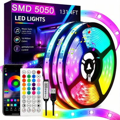 3FT-100FT Led Strip Lights RGB Music Sync Color Changing Led Lights With Smart App Control Remote Led Lights For Bedroom Room Lighting Flexible Home Décor