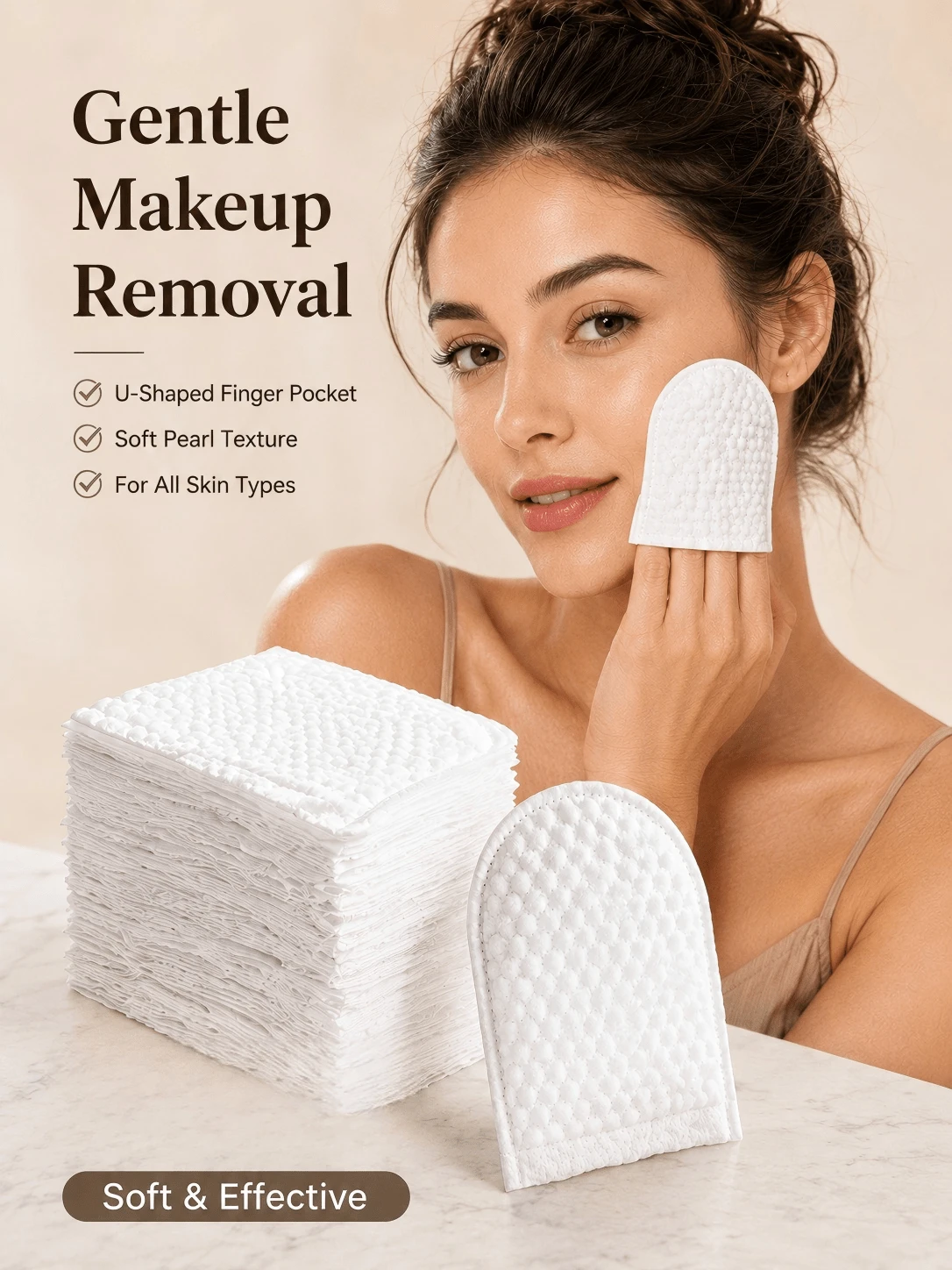U-förmige Finger-Stil Make-up Entferner Pads, geeignet für Augen-, Lippen- und Gesichts-Make-up Entfernung. 3-in-1 Make-up Entferner und Reinigungspads, weiches und verdicktes Design. Geeignet zum Entfernen von Augen-Make-up, Lippenstift, Foundation und anderen Kosmetika. Beauty-Tool. - Übersicht 1