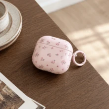 Fashion Creative Pink Floral Earphone Case With Hanging Ring For Airpods 4th Gen Cute Earphone Cover Apple 2nd Gen 3rd Gen New Protective Case Pendant Airpodspro 3 Korean Style Earphone Case Pro 2 Girls Earphone Case Protective Cover Spring Summer Earphone Case Birthday Gift Holiday Gift - Baby Pink - View 1