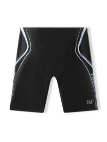 361degree 361° Men's Sports Competition Swim Trunks, Tech Line Colorblock, Fashionable And Eye-Catching, Adjustable Waist Drawstring, Suitable For Swimming, Surfing, Beach - Black - View 11
