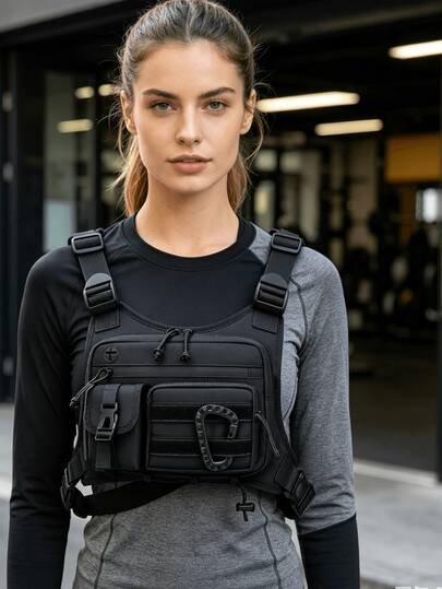 Outdoor Sports Chest Bag, Lightweight Running Vest, Adjustable Elastic Chest Bag With Multiple Pockets For Convenient Storage, Unisex, Can Hold Phone, Power Bank, Keys, Tissues, Umbrella And Other Items, Free Your Hands During Exercise, Suitable For All Body Types, Ideal For Outdoor Cycling, Morning Run, Night Run, Hiking And More, Perfect For Birthday, Valentine's Day, Outdoor Enthusiasts, Teacher's Day, Back To School Gifts