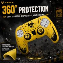 Crimson Bio Hazard Contamination Warning Controller Skin Cover For Playstation 5 Controller, RALAN 1 Controller Protector Case+2 Customised Thumb Grips Caps +Customised Stickers - View 4