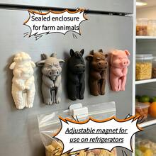 5件裝農場動物袋夾，可調節磁鐵，不使用時可附著在冰箱上。五隻堅固的小農場動物承擔重要使命——將您的咖啡、穀片、糖果和零食袋密封緊實。此系列包含：牛、 - A - 查看 8