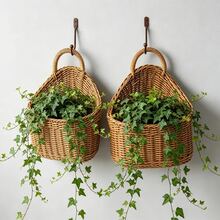 Wall Mounted Hanging Basket Imitation Rattan Fruit Vegetable Organizer Kitchen Storage Holder Home Decor Rack Container Sundries Shelf - MULTI - View 9