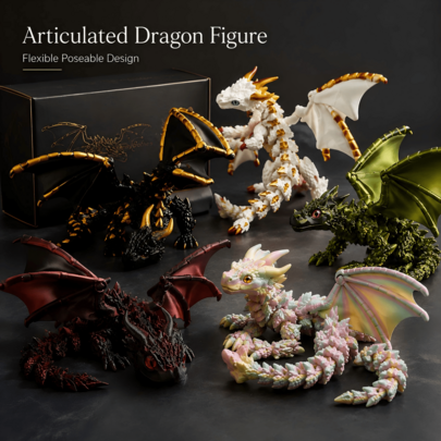 1pc New 3D Printed Double-Horned Dragon Toy, Flexible Multi-Joint Laser Gradient Color Figurine, Ideal Surprise Gift For Birthday, Christmas, Halloween, Easter And Gamers