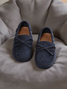 Minimalist Cute Children's Flat Driving Loafers With Deep Textured Wear-Resistant Sole - Blue - View 2