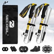2PCS Foldable Trekking Poles, Aluminum Alloy Hiking Walking Sticks With Metal External Lock, Lightweight Adjustable Trail Poles For Camping Backpacking Outdoor Travel - Multicolor - View 3