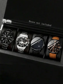 4pcs Men's Quartz Watch Mixed Set, Business Casual Minimalist Dial With Date Function, Suitable For Daily Wear, Decoration Or Father's Day, Thanksgiving And Other Holiday Gifts For Friends And Father - Multicolor - View 11