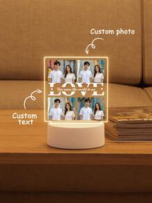 Customizable Night Light With Photo Or Text, Personalized Lamp For Anniversary, Wedding, And Birthday Gift For Girlfriend And Friends, Healing Light Gift - 3mm Small Square + Love02 - View 7
