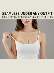 Silicone Adhesive Invisible Push-Up Bra, With Strong Adhesion And Anti-Slip Properties. Strapless Design Perfect For Matching Dresses, Swimsuits And Bikinis. New Style With Straps Invisible Silicone Push-Up Bra. - Apricot - View 4