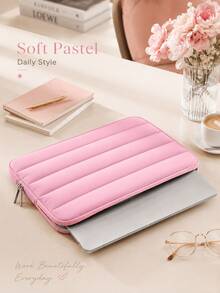 Fluffy Pillow-Style Quilted Laptop Sleeve, Fits 13-Inch, Universal Shock-Proof Plush Tablet Protective Storage Bag, Suitable For IPad, Fashionable Lightweight Digital Storage Bag - View 9