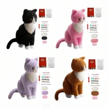 4 Colors Optional Large Cat Crochet Set, DIY Knitting Needle Handmade Combination Kit, Includes Yarn Accessories And Diagram, Beginner Crochet DIY Material Pack, Cute Cat Combination Knitting Handmade Set, With Step-By-Step Video Tutorial And Instruction Manual - C-Multicolor Set - View 10