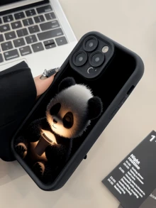 1件裝黑色發光熊貓杯簡約個性化TPU防震全包覆手機殼，適用於Apple 17 16 15 14 13 12 11 Pro Max Air及系列 - 彩色 - 查看 2