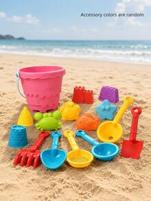 15pcs Outdoor Children's Beach Toy Set, Sandcastle Building Tool Kit, Suitable For Boys And Girls, Enjoy Summer Outdoor Fun, Accessory Colors Random - Multicolor - View 10