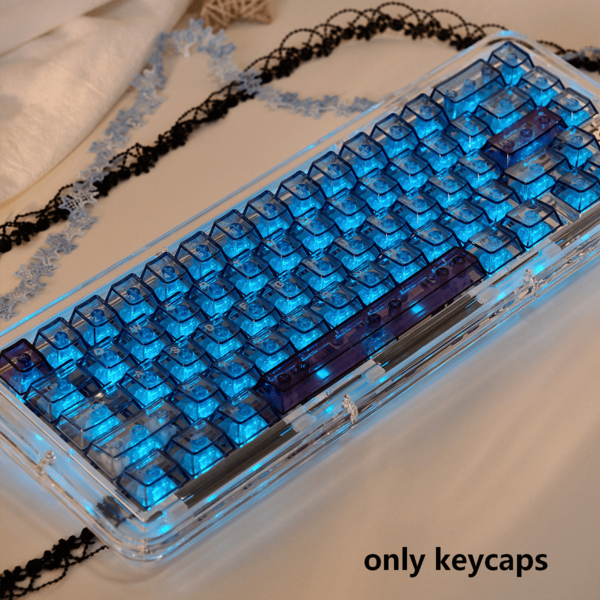 Juego de 156 teclas de diamantes azules con grabado positivo, altura Cherry, material PC, compatible con 65/75/87/96/98/100/104
