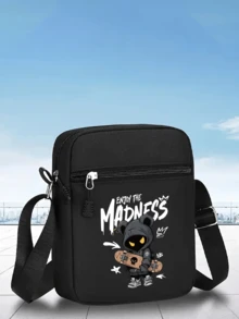 1件/2件裝「ENJOY THE MADNESS」卡通圖案印花中性平帽簷嘻哈棒球帽與斜跨包，街頭時尚戶外運動棒球帽平帽簷帽子與包，可調節，適合日常穿著與禮品 - 彩色 - 查看 16