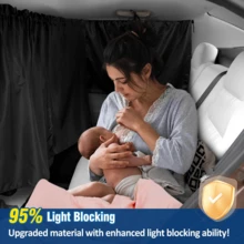 4-Piece Universal Privacy Blackout Curtain Set, Includes 1 Partition Curtain, 2 Side Curtains And 1 Storage Bag, Suitable For Travel, Camping And Sleeping, Easy To Install, Maximizes Privacy Protection - A - View 5