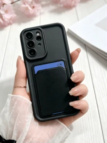 1件卡槽手機殼 DIY 2026 最新熱銷貓咪手機殼 [國際版非本地 Android 手機殼] 相容 Galaxy S26, S25, S24, S24Plus/S24+, S24Ultra, S24FE, S20, S21, S22, S23 矽膠殼 - 黑色 - 查看 2