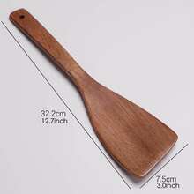 1 pieza Utensilio de madera, cuchara y espátula hechos a mano con utensilios de cocina antiadherentes (cuchara de esquina - mano derecha) - Color caoba - Ver 6