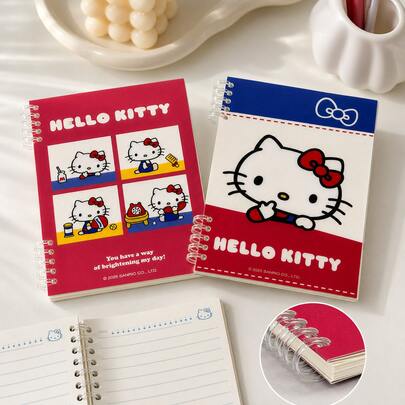 1 cuốn sổ tay A5 in hình Sanrio Hello Kitty, phong cách tối giản Nhật Bản, dạng lá rời, trang trong có thể tháo rời và thay thế, sổ bài tập/sổ kế hoạch cho học sinh, dùng trong lớp học, học tập, văn phòng phẩm