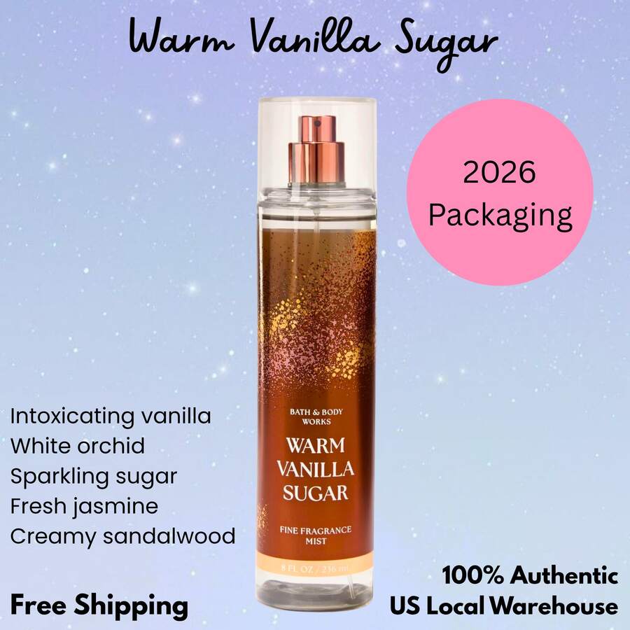Bruma de fragancia de Bath & Body Works - Paquete de 1 (Tamaño completo - 8 OZ) - Azúcar de vainilla tibia - Ver 1