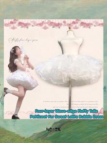 1 pc Rok Dalam Puff Lolita Mesh Berlapis Bulu 45 cm, Kostum Natal, Serbaguna untuk Pertunjukan Panggung - beraneka warna - View 2