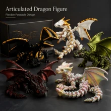 1pc New 3D Printed Double-Horned Dragon Toy, Flexible Multi-Joint Laser Gradient Color Figurine, Ideal Surprise Gift For Birthday, Christmas, Halloween, Easter And Gamers - Multicolor - View 2