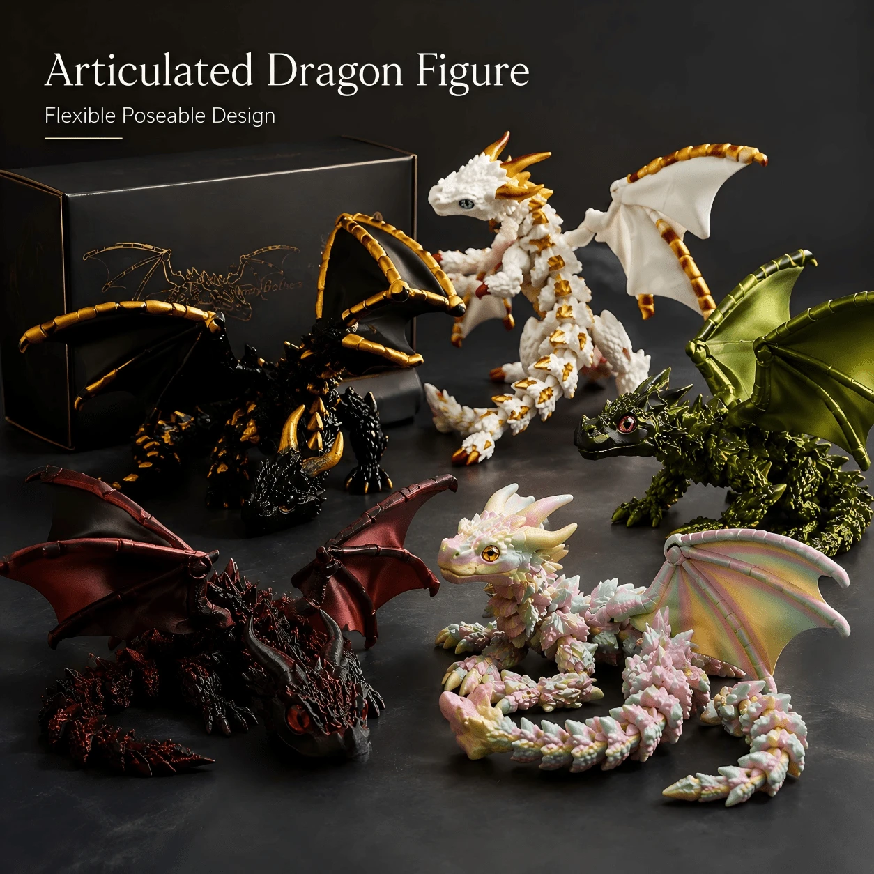 1pc New 3D Printed Double-Horned Dragon Toy, Flexible Multi-Joint Laser Gradient Color Figurine, Ideal Surprise Gift For Birthday, Christmas, Halloween, Easter And Gamers