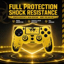 Crimson Bio Hazard Contamination Warning Controller Skin Cover For Playstation 4 Controller, RALAN 1 Controller Protector Case+2 Customised Thumb Grips Caps+Customised Stickers - View 4