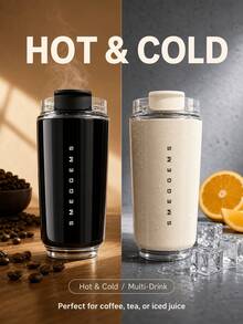 SMEGGEMS 240ml Compact Insulated Tumbler Cup, Double Wall Hot And Cold Travel Coffee Mug With One Hand Flip Lid For Desk, Bag And Car Cup Holder - Below 0.5L - View 1