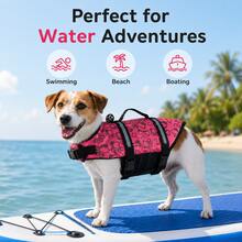 1pc Dog Life Jacket, Adjustable Chest And Neck, Tear-Resistant Pet Life Vest, Suitable For Small And Medium Dogs, Ideal For Boating And Swimming, High Buoyancy, Includes Easy-Carry Handle And D-Ring - Multicolor - View 5