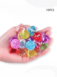 50pcs Transparent Shiny Acrylic Gems And Pirate Treasure Chest, Suitable For Holiday Treasure Hunt Activities, Can Be Hidden In Grass, Beach Or Pool, Perfect For Pool Party And Birthday Gift, Applicable To Various Scenes, Enhancing Joyful Atmosphere - A - View 8