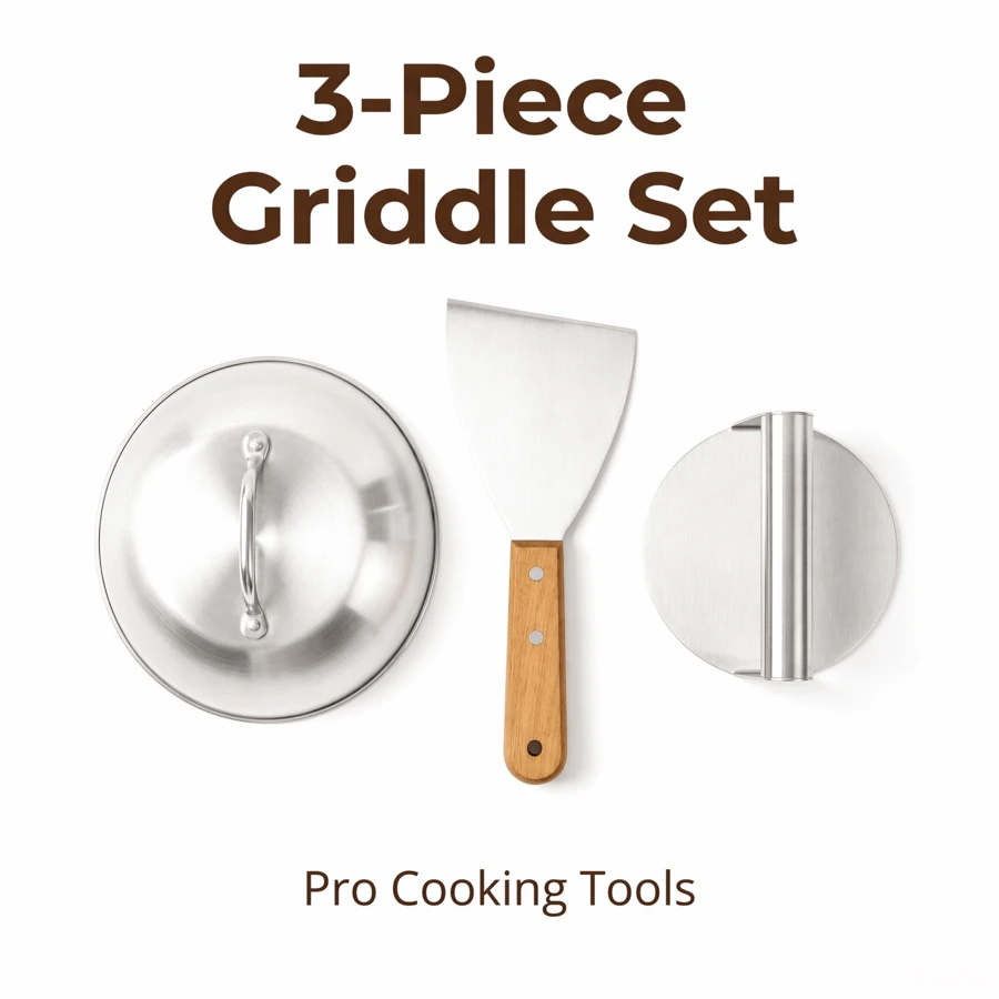 3-Piece Stainless Steel BBQ Tool Set, Portable Cooking Tools, Perfect For Outdoor Grilling, Camping And Backyard Use, Great Gift For Father's Day, Christmas And Halloween - A - View 1
