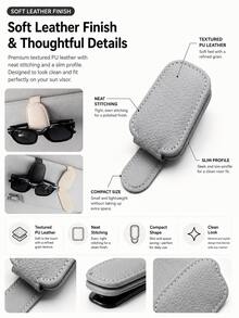 1pc Universal Car Sun Visor Glasses Holder, PVC Material, Car Glasses Storage Rack, Interior Accessory, Glasses Storage Holder - Multicolor - View 4