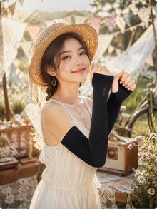 5 Pairs Ice Silk Sun Protection Arm Sleeves With Thumb Hole, UV Protection Cooling Arm Covers, Breathable Thin Driving Cycling Outdoor Sun Protection Sleeves, Unisex, Multiple Colors Available - One Size - View 10