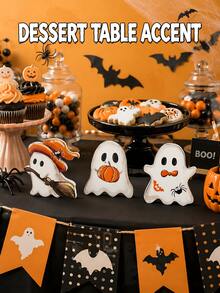 3 Peças Decoração de Mesa de Fantasma de Desenho Animado de Halloween, Decoração de Fantasma Feliz de Halloween para Bandeja em Camadas, Decoração Assustadora e Fofa, Decoração Interna, Adequada para Cozinha, Banheiro, Casa, Suporte de Mesa, Exibição de Mesa, Halloween Vintage, Decoração de Mesa Minimalista (Múltiplos Estilos) - versão vassoura - Visão 8