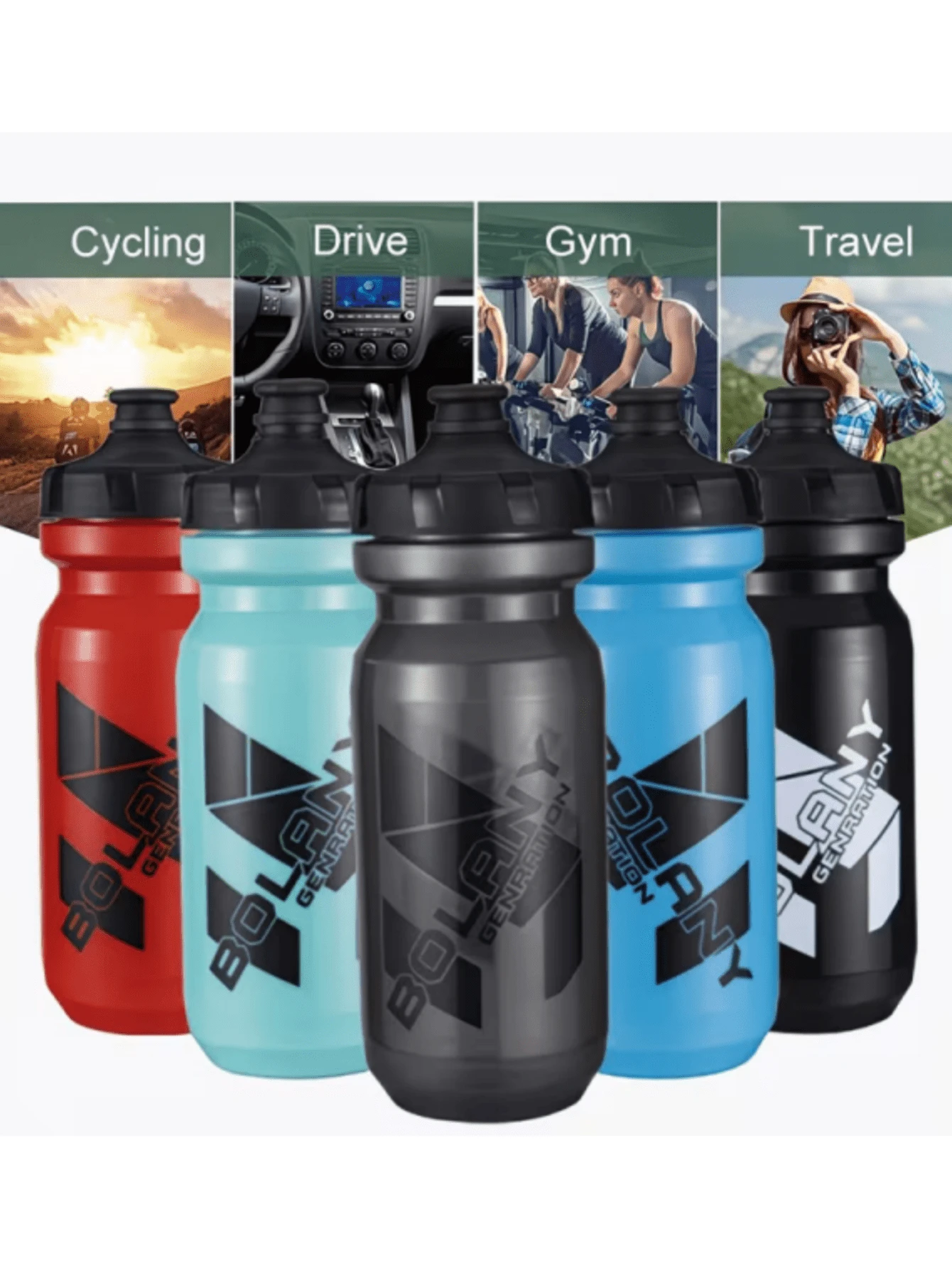 1pc Lightweight Plastic Water Bottle, Suitable For Cycling, Outdoor Sports And Gym Use, Portable Cycling Water Bottle, Suitable For Mountain Bikes - Multicolor - View 1