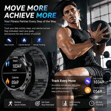 Latest Fashion Tech Design Business Sports Smartwatch With 1.50-Inch Large Screen, LED Spotlight, 250mAh Battery, Full Touchscreen, Round Face, Wireless Calling, Answer/Reject Calls, Call Reminder, Message Notification, Pedometer, Wireless Music, Multiple Sports Modes, Suitable For Men And Women, Birthday Gift For Couples, Elders, Friends, Classmates - View 5
