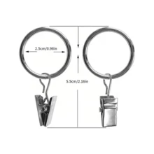 6/9/12/15/18/20Pcs Silver Curtain Rings With Clips, Inner Diameter 2.5cm/0.98inch, Multi-Functional Hooks For Hanging Curtains, Bows And Hats, Suitable For Various Rod Sizes, Perfect For Home Decor - Multicolor - View 5
