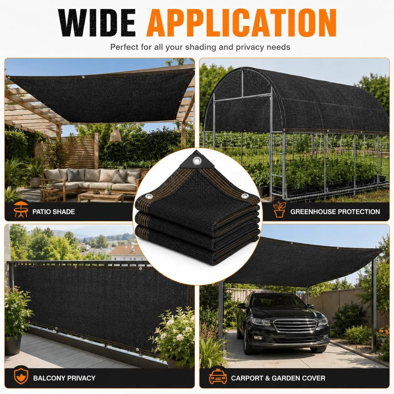 D&M Anti-Uv Black High-Density Polyethylene (Hdpe) Shade Net, 95% Shading Rate, Size 3*4 M, Aging-Resistant Mesh with Reinforced Edges, Ideal for Greenhouses, Balconies, Gardens, Vehicles and Terraces